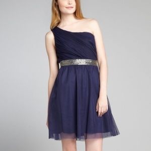 BCBG Max Azria Navy One Shoulder Cocktail Dress